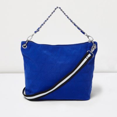 Girls blue quilted tote cross body bag&#39;